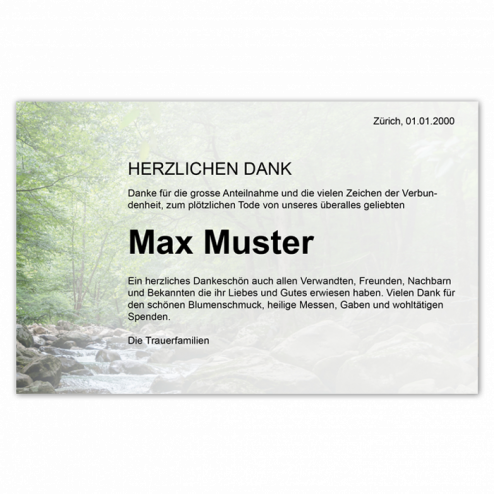 Danksagungskarte Waldbach