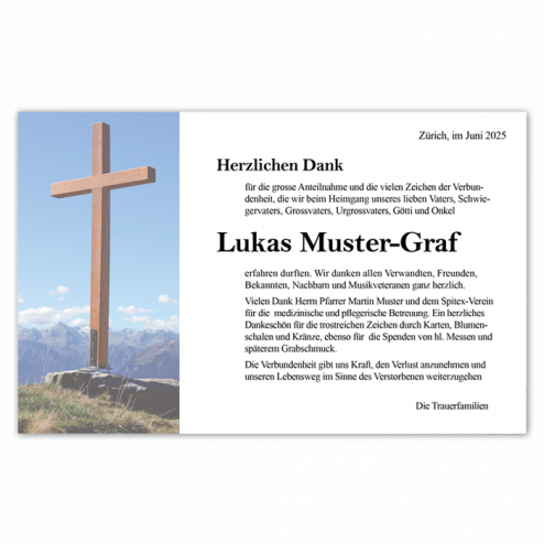 Danksagungskarte Gipfelkreuz