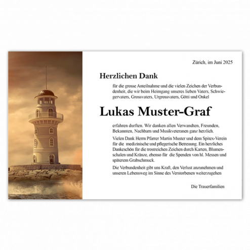 Danksagungskarte Leuchtturm