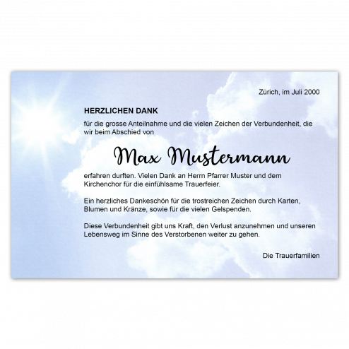 Danksagungskarte Himmel