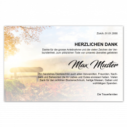 Danksagungskarte Waldbank