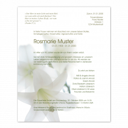 Todesanzeige "Lillie"